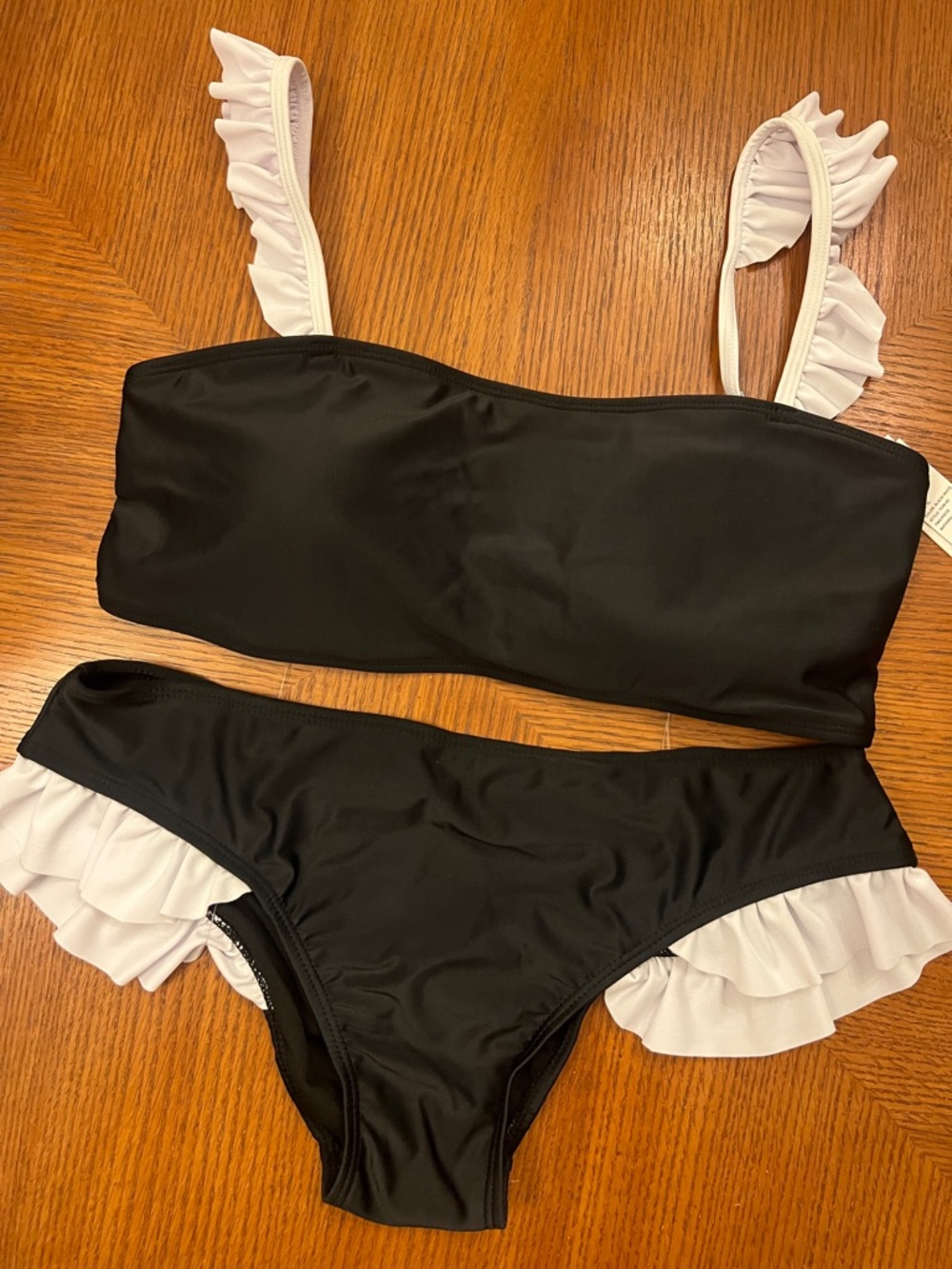 Kids Ruffle Two-Piece Swim Set - Black and White B16 see notes